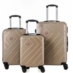 TRAVEL WORLD Ensemble De 3 Valises 46/56/66cm Champagne