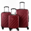 TRAVEL WORLD Ensemble De 3 Valises 46/56/66cm Rouge Foncé