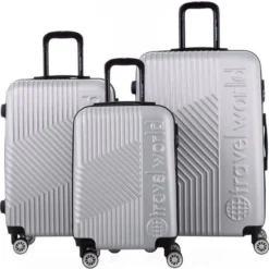 TRAVEL WORLD Ensemble De 3 Valises 55/65/75 Cm Argent