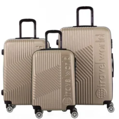 TRAVEL WORLD Ensemble De 3 Valises 55/65/75 Cm Champagne
