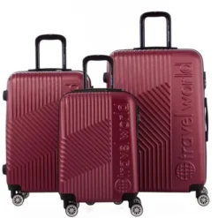 TRAVEL WORLD Ensemble De 3 Valises 55/65/75 Cm Rouge Bordeaux