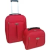 TRAVEL WORLD-TW00091-2RED - Ensemble De 2 Pieces: Valise Cabine 55cm + Vanity Case Avec 1 Kit De 3 Flacons De Voyage De 100ml - Coul