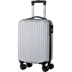 TRAVEL WORLD Valise Trolley 50cm Avec 4 Roues - Couleur ARGENT