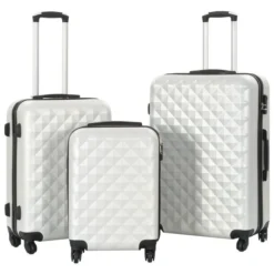 Valise Rigide 3 Pcs Argenté Brillant ABS