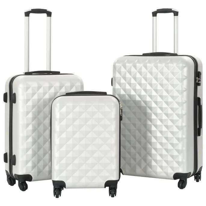 Valise Rigide 3 Pcs Argenté Brillant ABS