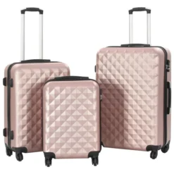 Valise Rigide 3 Pcs Doré Rose ABS