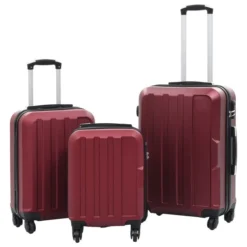 Valise Rigide 3 Pcs Rouge Bordeaux ABS